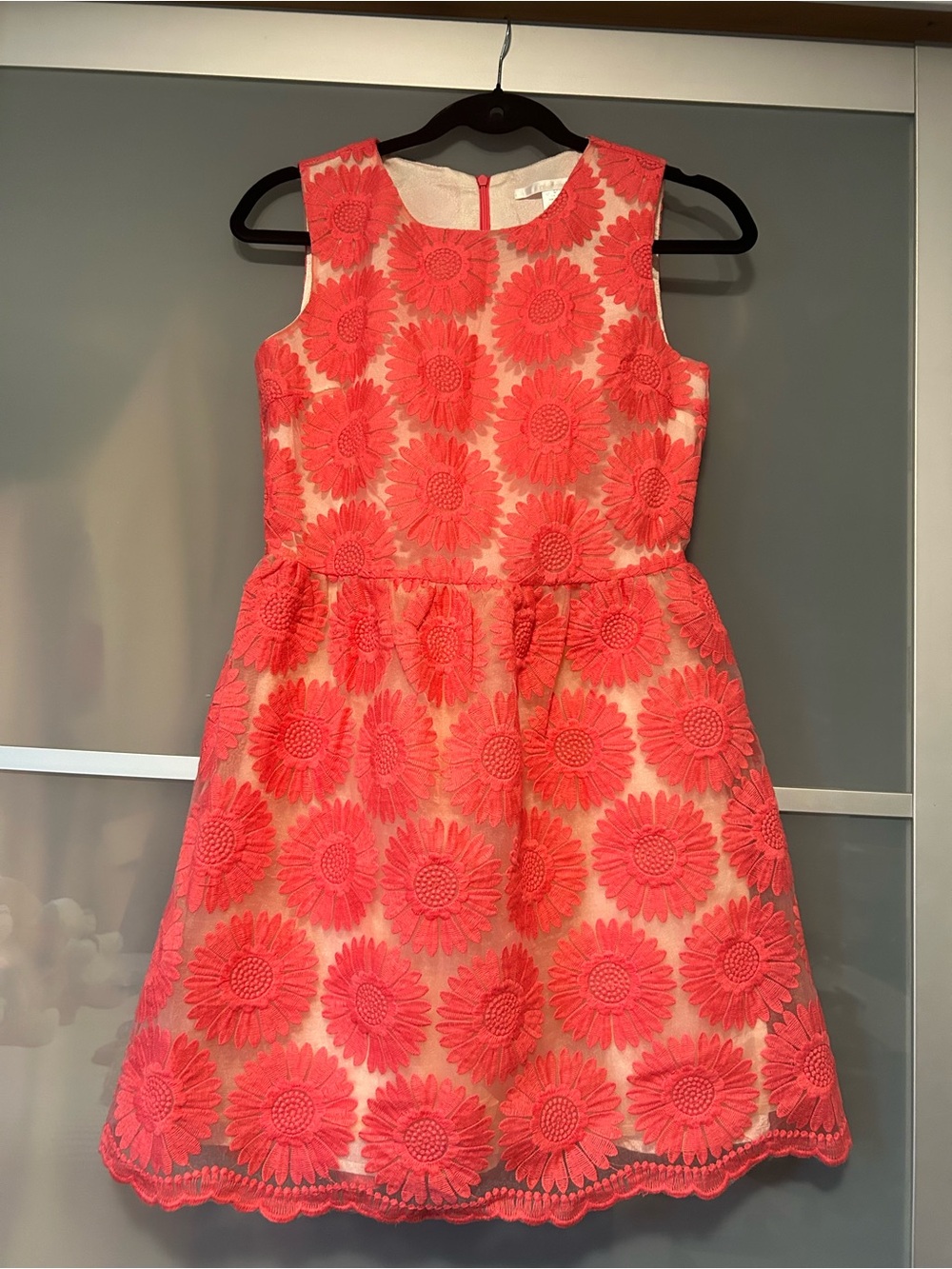 Ellison Coral Floral Lace Fit-and-Flare Dress